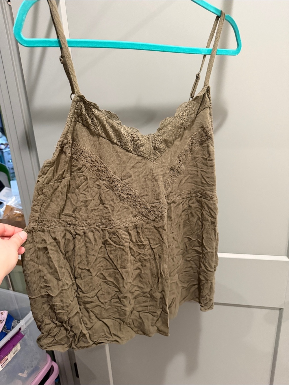 torrid Olive Lace-Trim Spaghetti Strap Cami